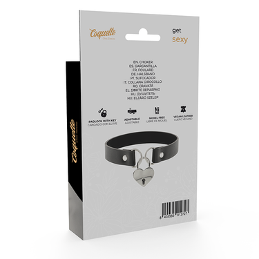Collana fetish in pelle vegana con cuore e chiave, regolabile